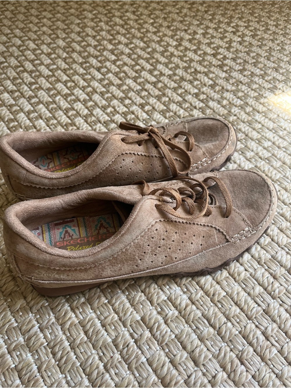 Skechers Men's Tan Suede Lace-Up Casual Shoes